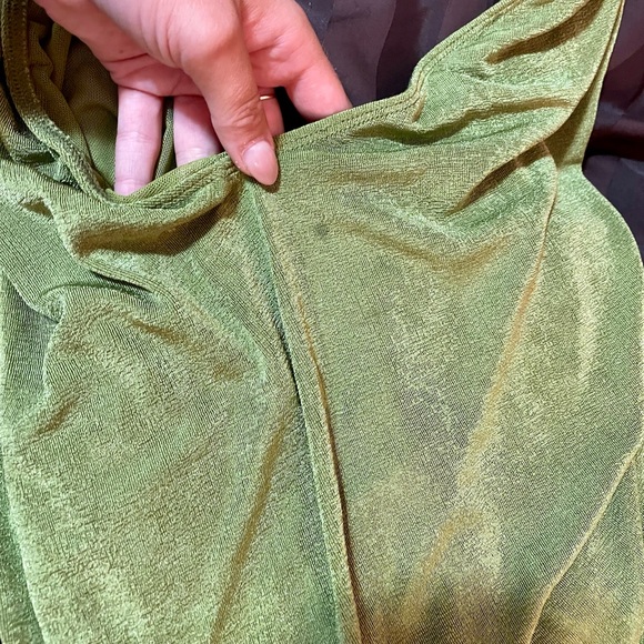 XS Green "The Goddess" Lioness Princess Polly Asymmetrical 90s Midi Dress - Picture 11 of 12